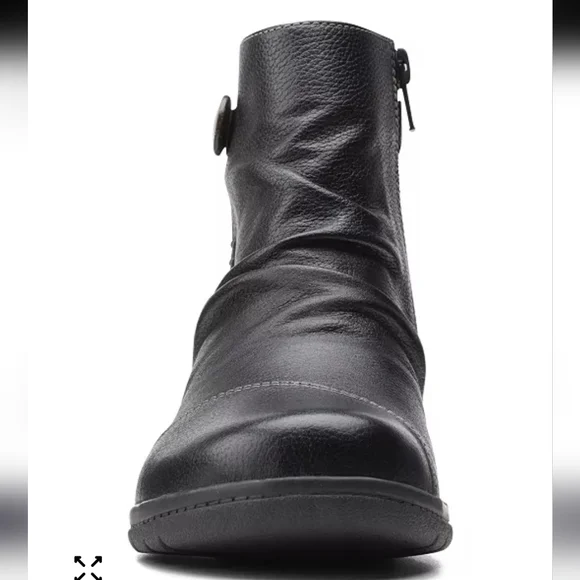 Clarks Collection Women's Cheyn Zoe Black Leather Ankle Boots Size 8W Comfort - Picture 3 of 12